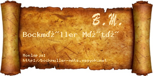Bockmüller Máté névjegykártya